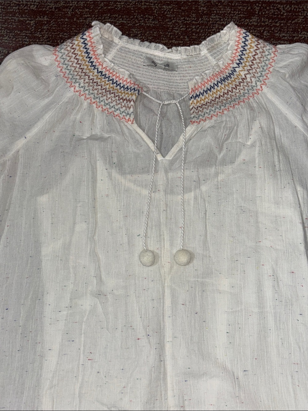 Madewell confetti mini‎ dress flowy shift style smocked collar colorful dress S - Picture 4 of 14